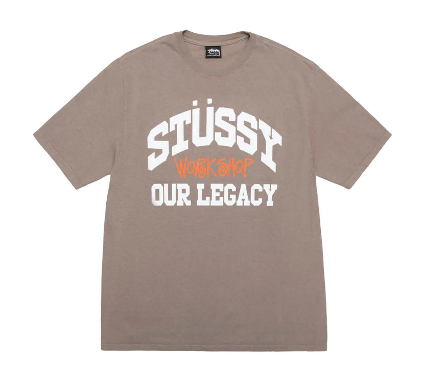 Stussy x Our Legacy Work Shop Collegiate Tee Taupe Pigment Dyed (2024)